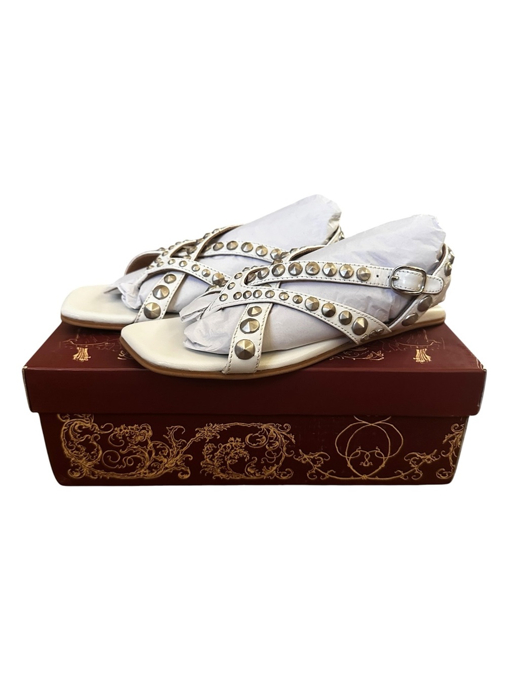 Jeffrey Campbell Xanthe Studded White Women's Leather Sandals